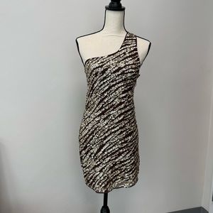 Alice + Olivia Embellished One shoulder Dress